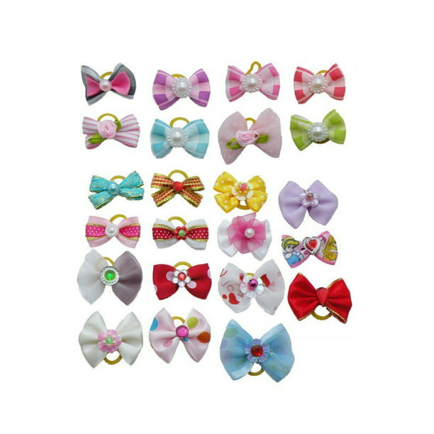 Puppy Bows ~Silver black fancy Korker loop  dog bow  pet hair clip barrette or latex bands fb120
